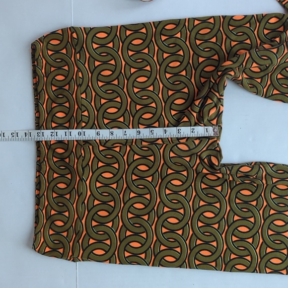 LuLaRoe Chain Pattern Leggings Tall & Curvy Orange Green - Picture 8 of 9